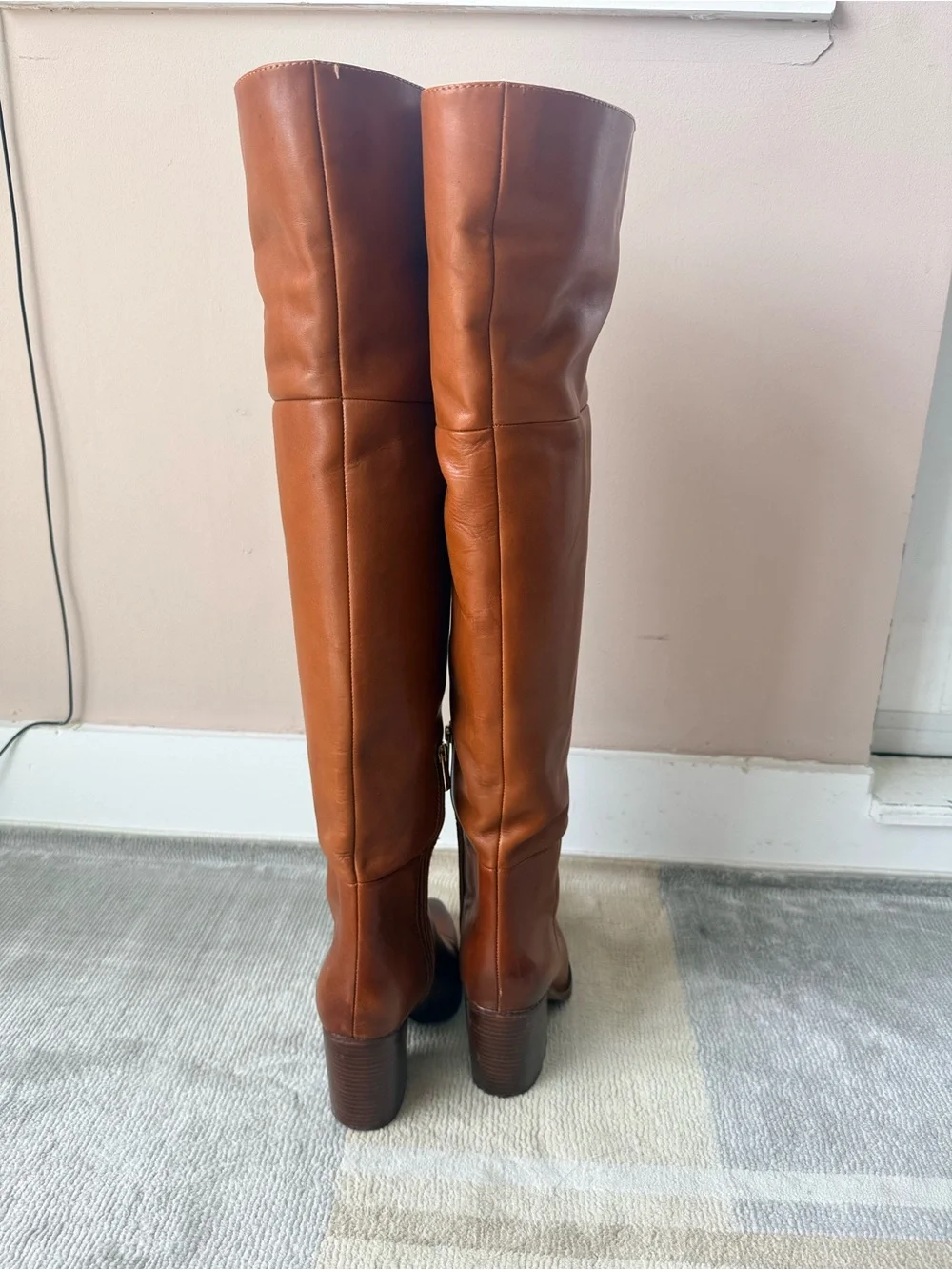 Vince Camuto Tall Leather Over-the-Knee Boots in Cognac Brown